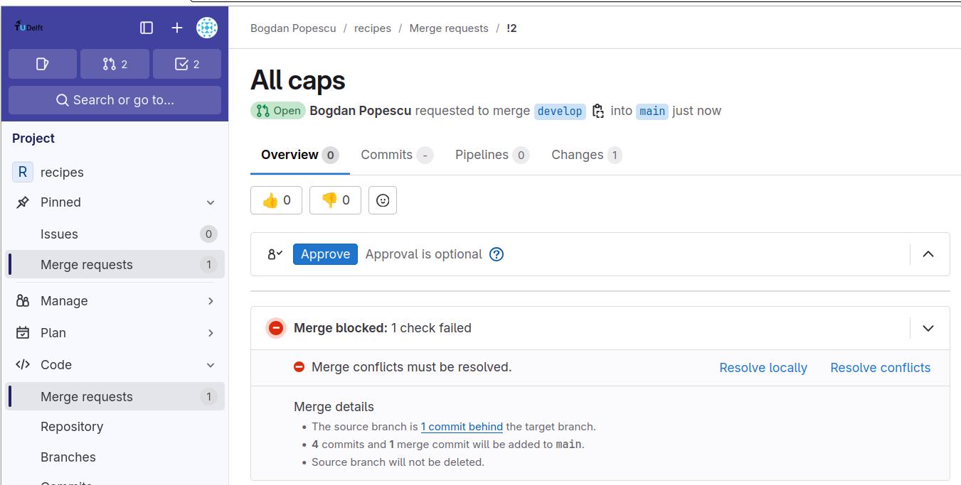 Merge Request blocked because of conflicts